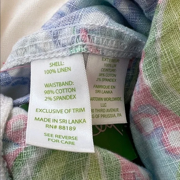 NWT! Lilly Pulitzer XL Multi conch republic linen beach pant .